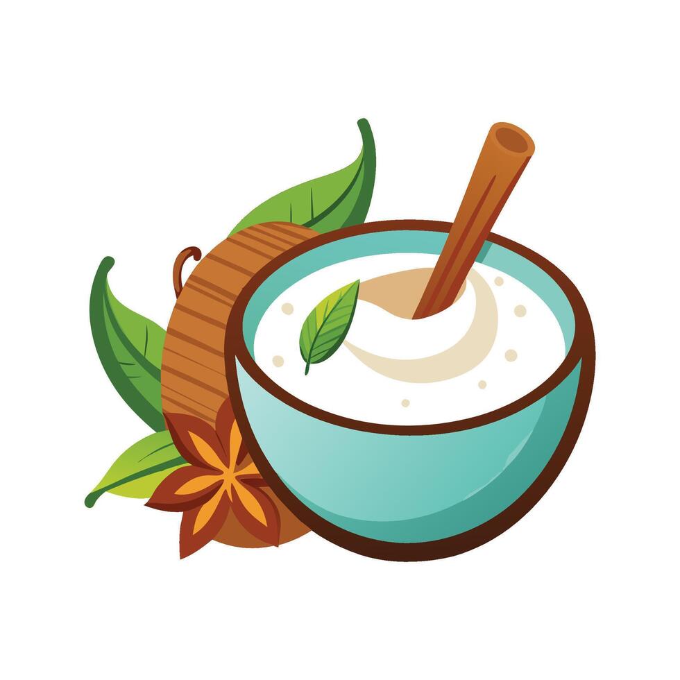 Tasty Coconut Yogurt with Cinnamon Delight vector