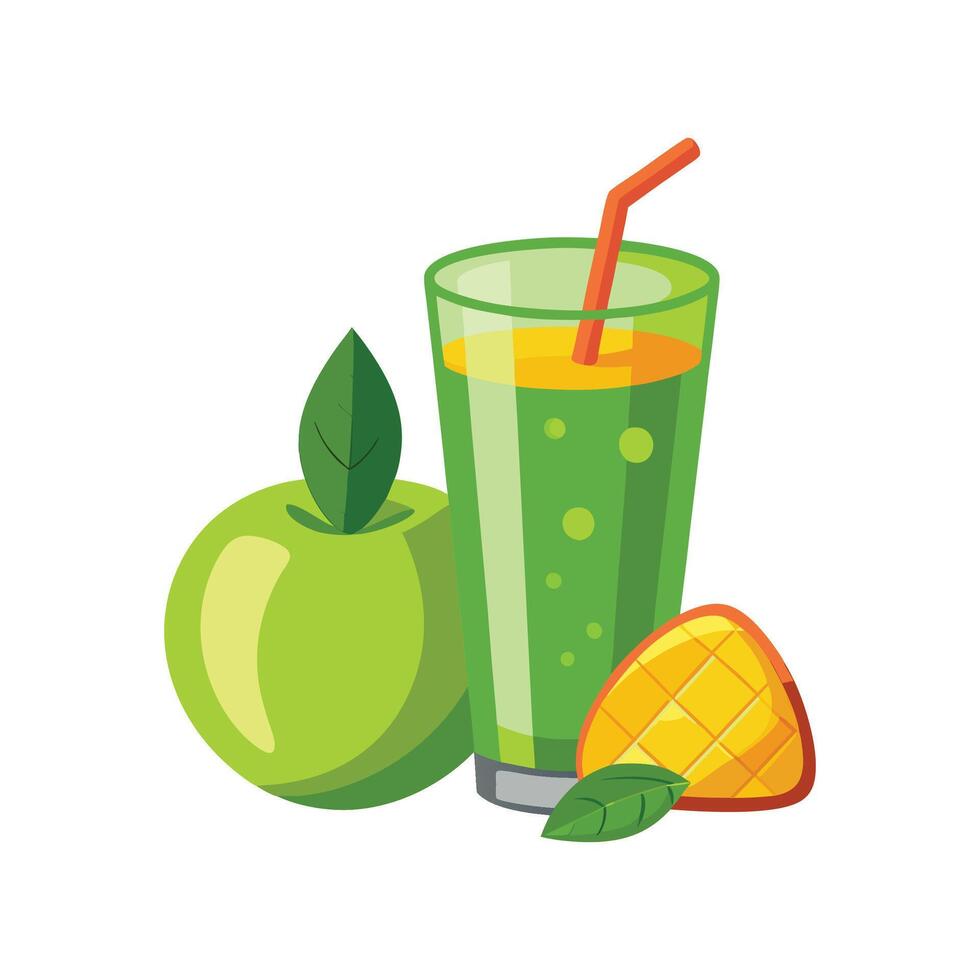 Refreshing Spinach Mango Juice for Healthy Drinks vector