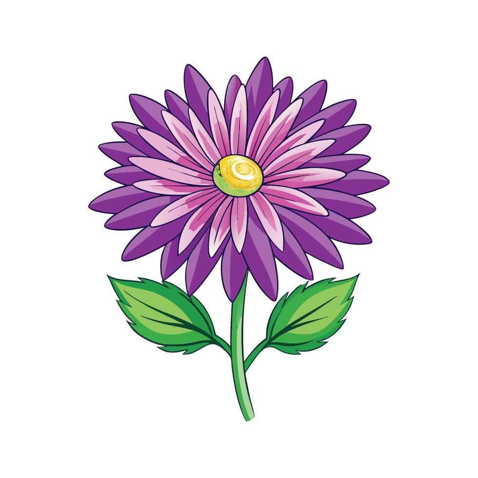 Stylish Aster Plant Artwork vector