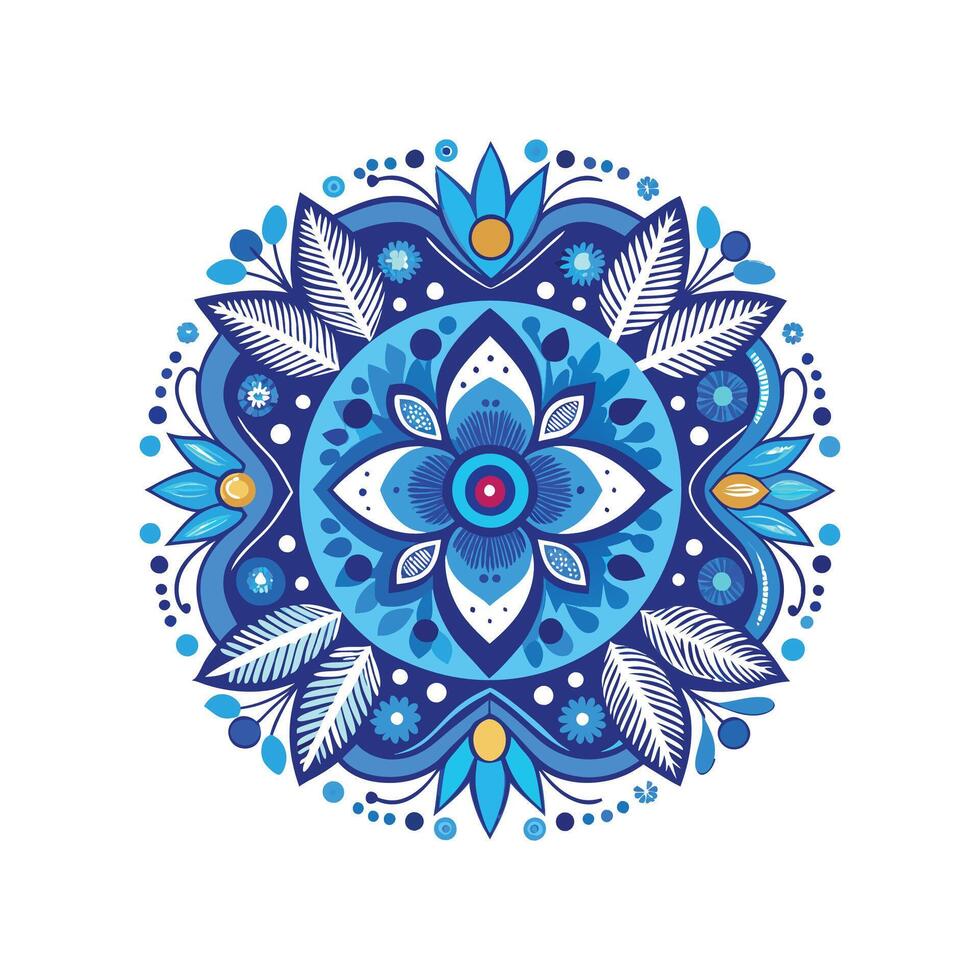 Charming Bohemian Blue Plant Design vector