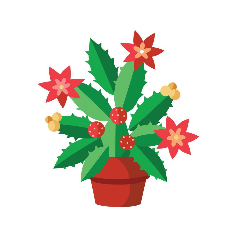 Vibrant Christmas Cactus in Lively Indoor Space vector