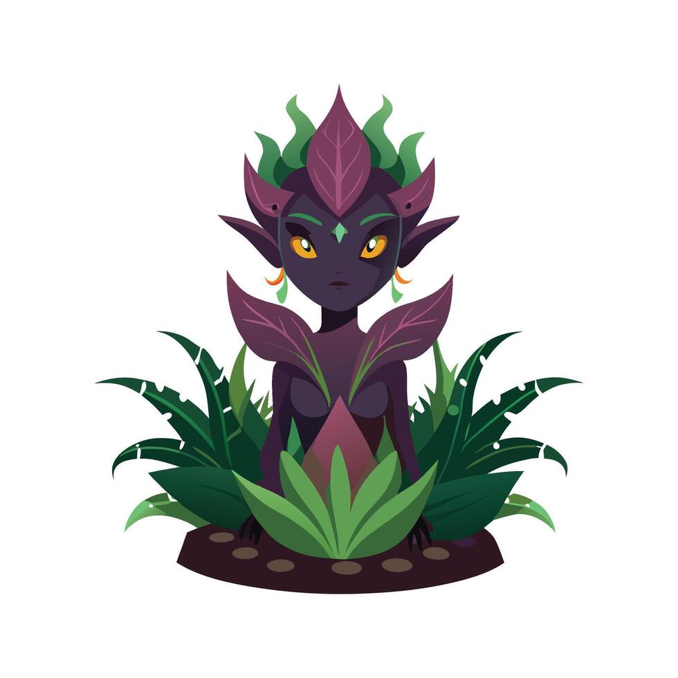 Beautiful Dark Goddess Plant Adding Mystery vector