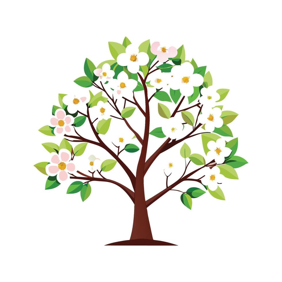 Vibrant Dogwood Tree Brightening Gardens vector
