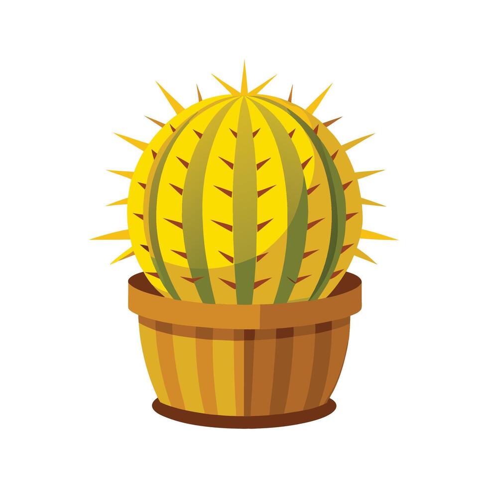 Stylish Golden Barrel Cactus for Desert Decor vector