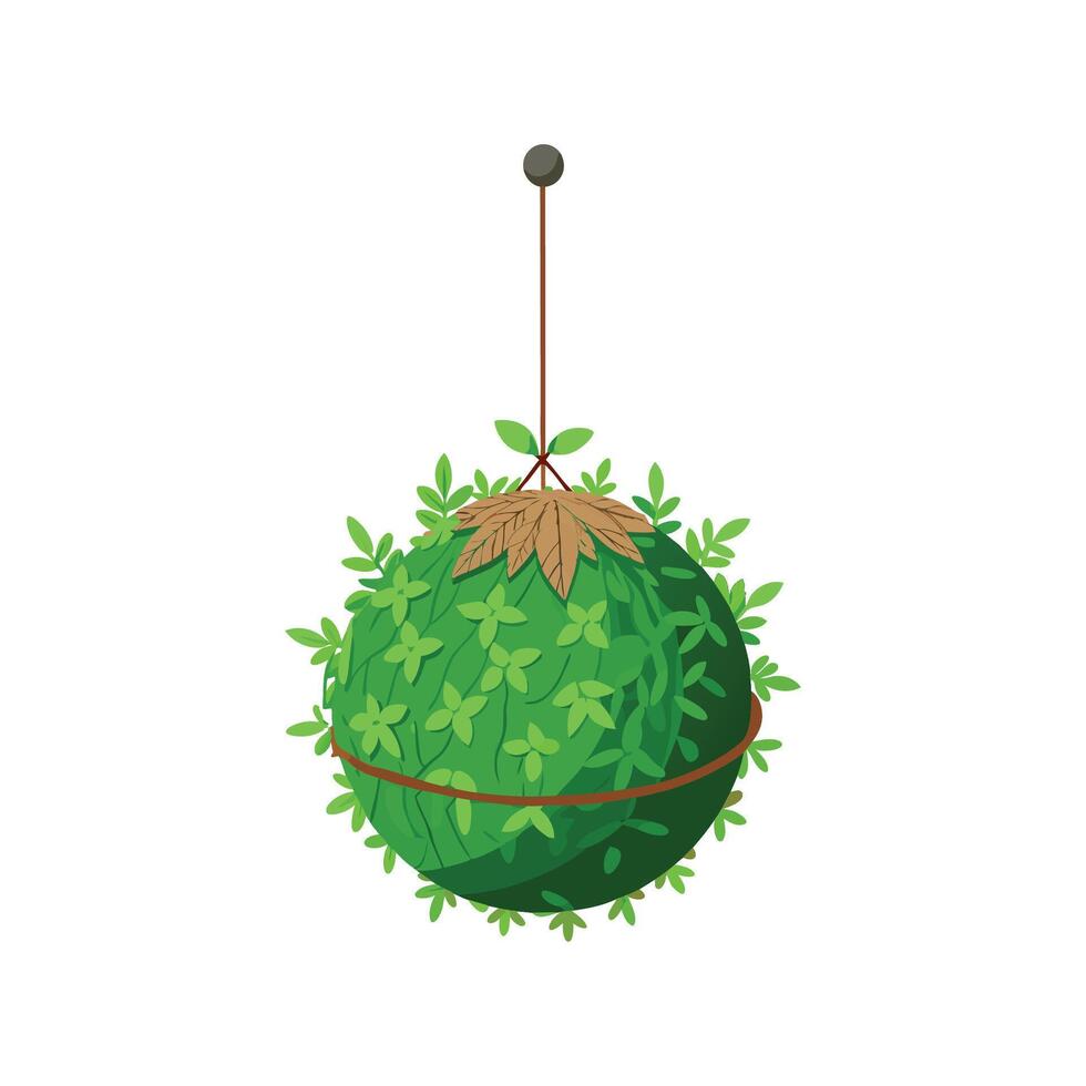 Unique Kokedama Plant Artwork vector