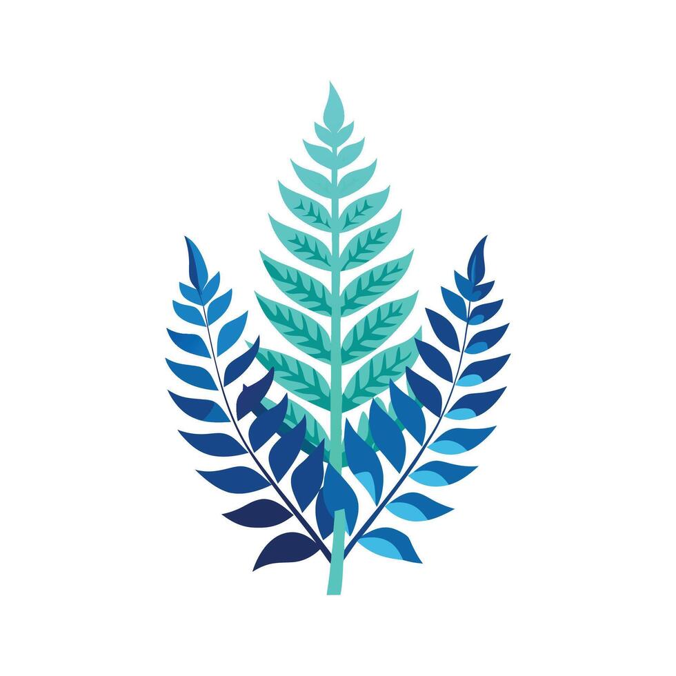 Creative Ocean Blue Fern Artwork vector