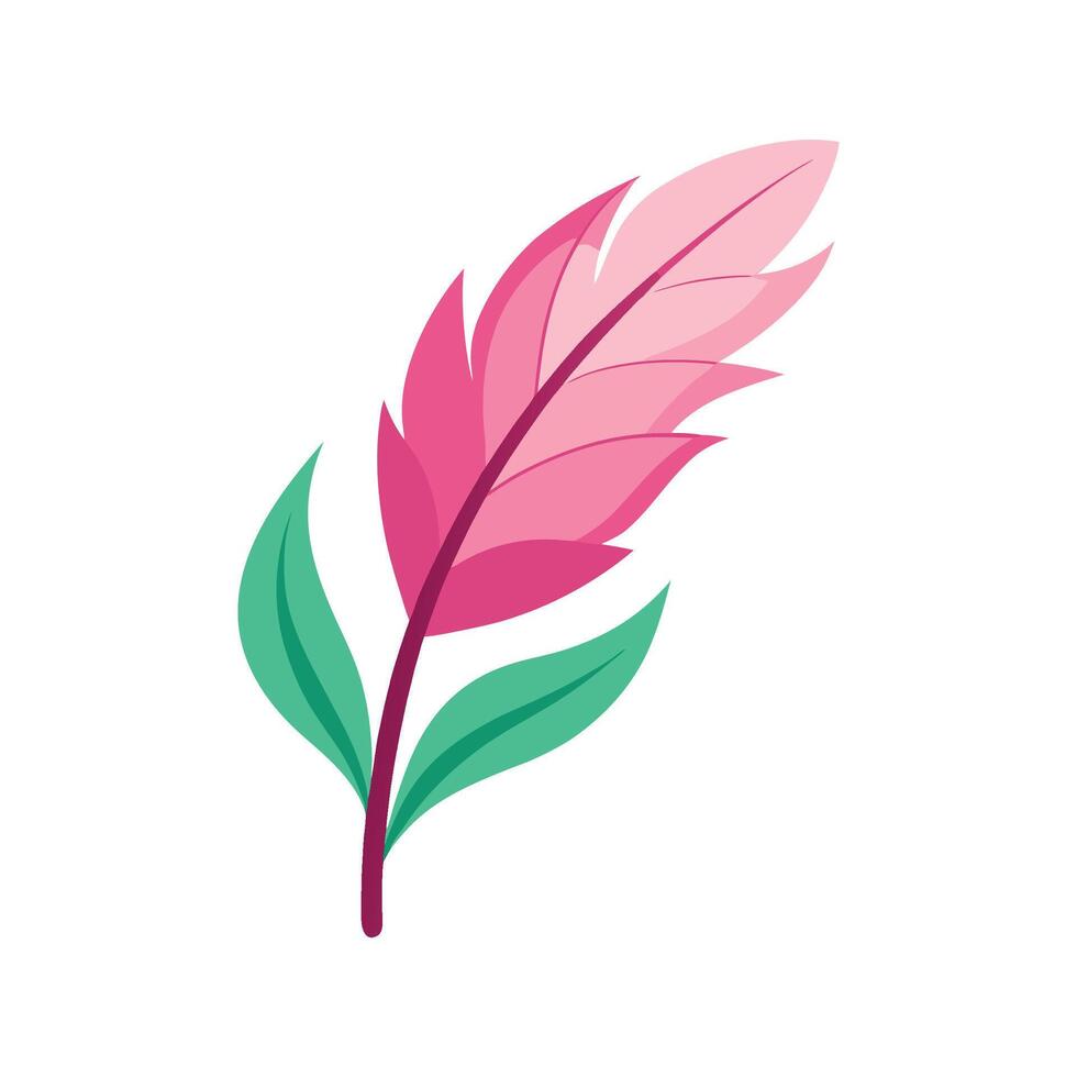 Charming Pink Quill Leaf Illustration vector
