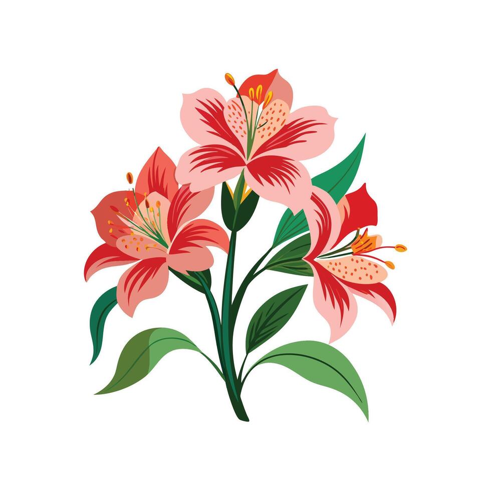Charming Alstroemeria Flower Design Art vector
