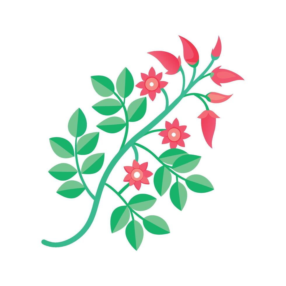 Charming Coral Vine Floral vector