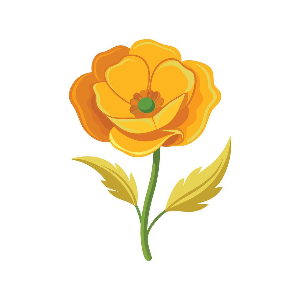 Stunning Golden Poppy Plant with Colorful Blooms vector