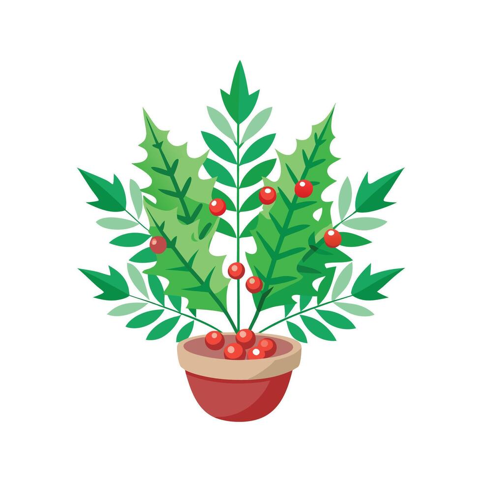 Stunning Holly Fern Flower Design with Bright Colors vector