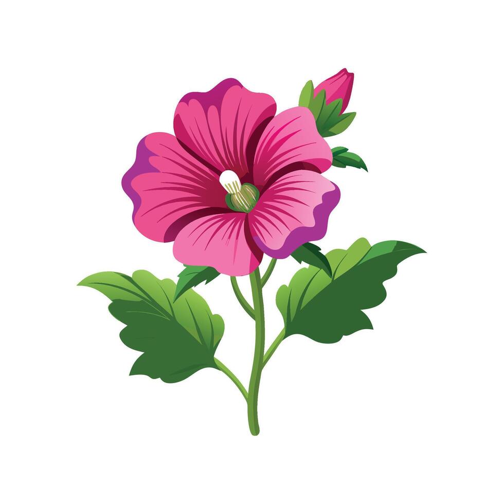 Stylish Hollyhock Plant Artwork vector