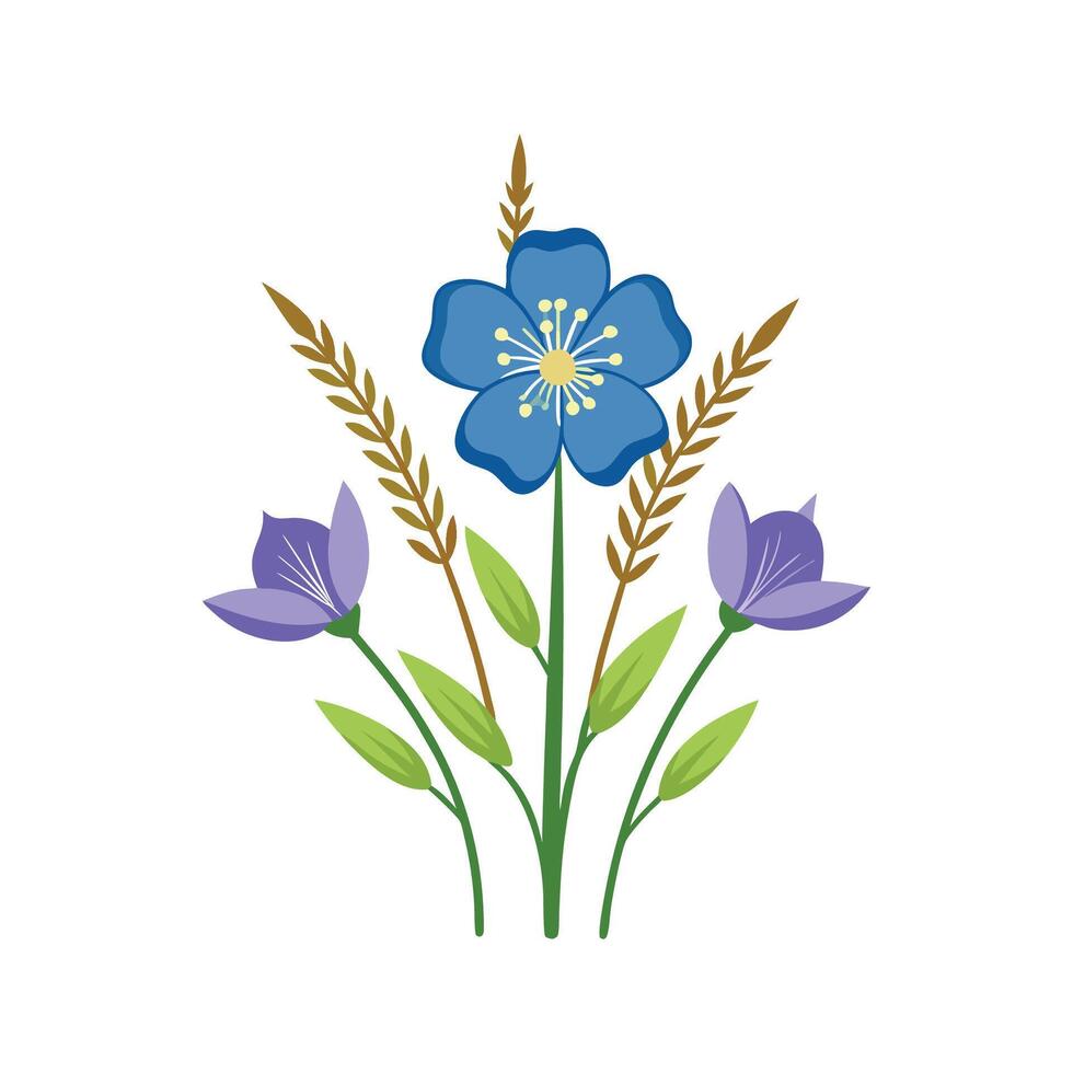 Charming Linum Plant with Colorful Blooms vector