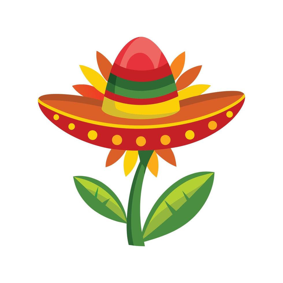 Vibrant Mexican Hat Flower Design with Bright Colors vector