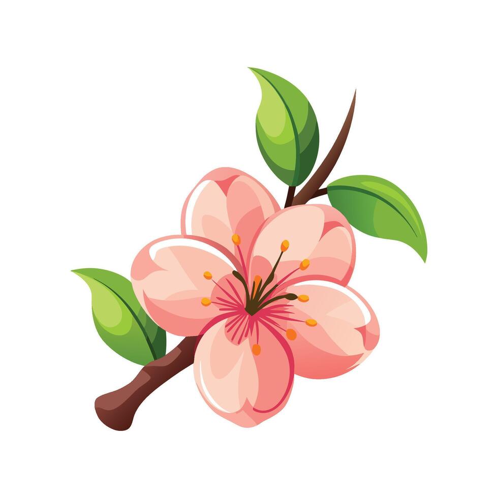 Elegant Peach Blossom Plant Artwork vector