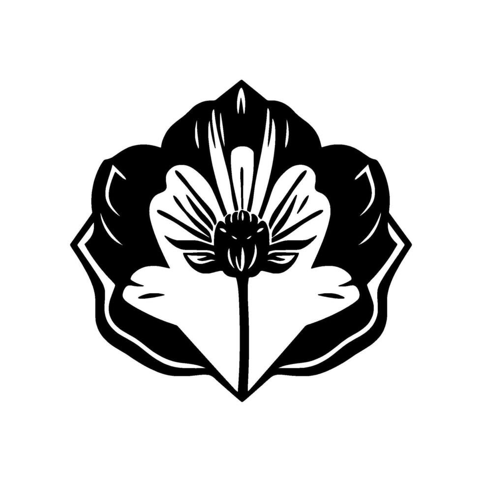 Bold Black and White Floral Illustration with Geometric Petal and Stark Contrast, centered on white background. vector