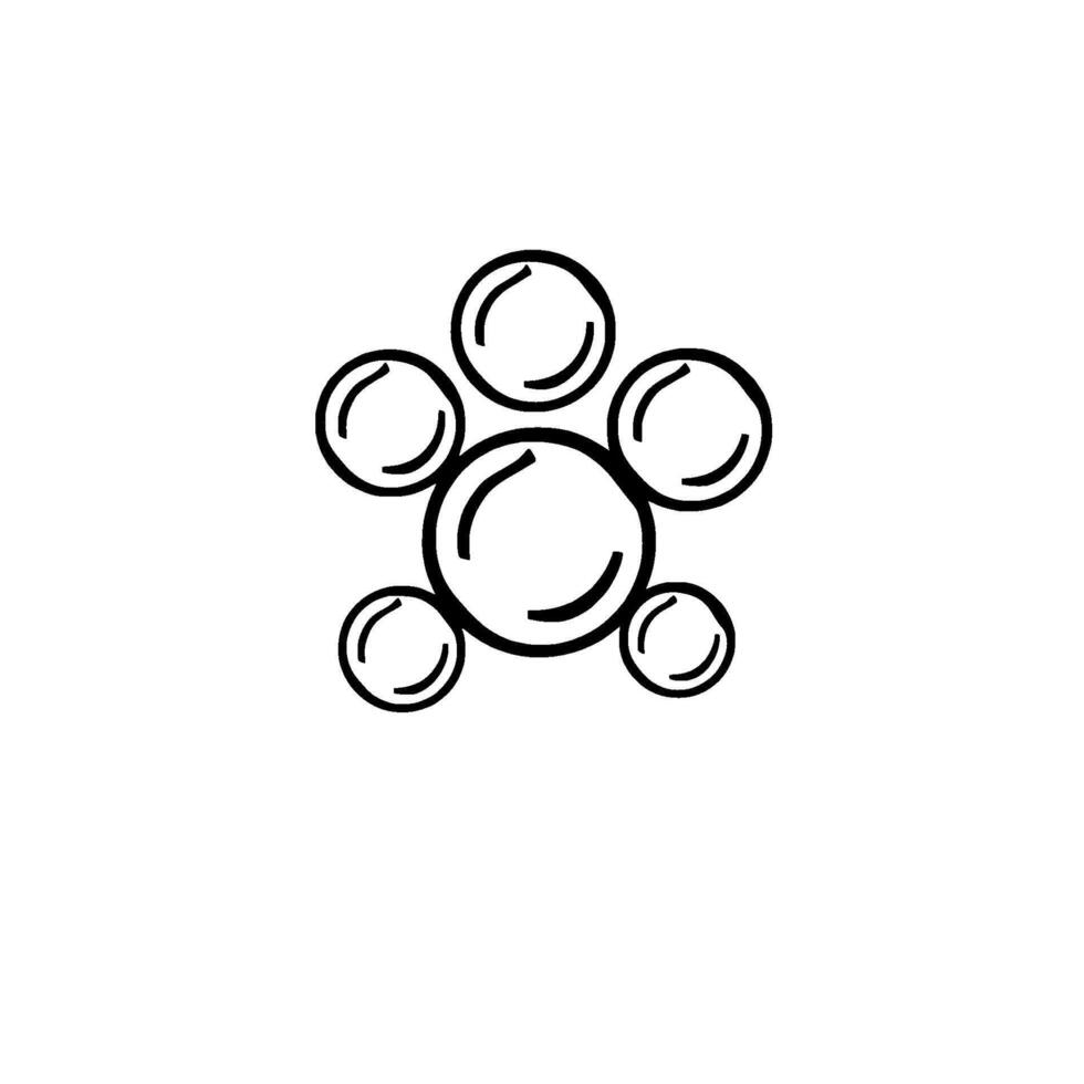 Black and White Abstract Bubbles Composition in a StarLike Formation on a White Background. Simple . vector