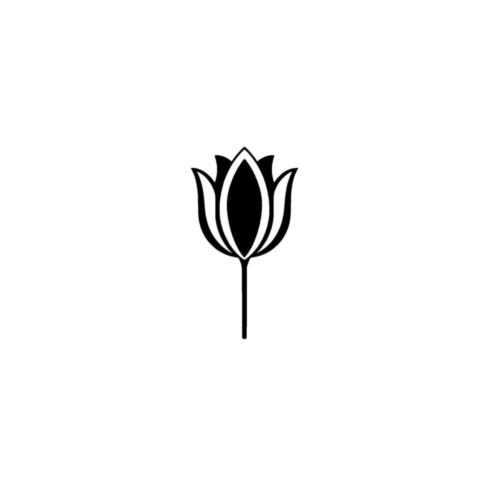 Minimalist Black and White Tulip Silhouette Centered, Isolated on a Clean White Background, Perfect . vector