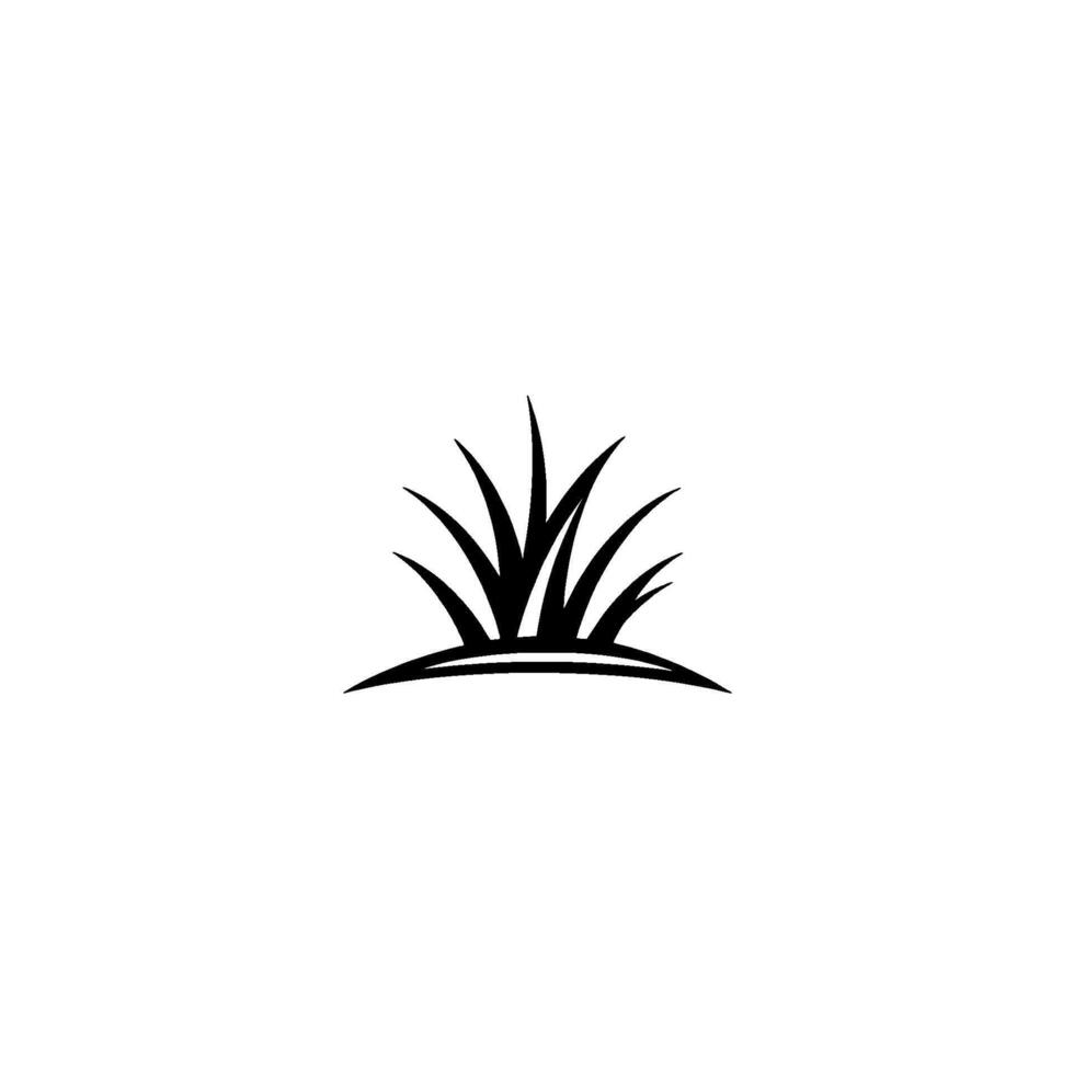 Minimalist Black and White Illustration of a Patch of Grass, Simple and , Isolated on White vector