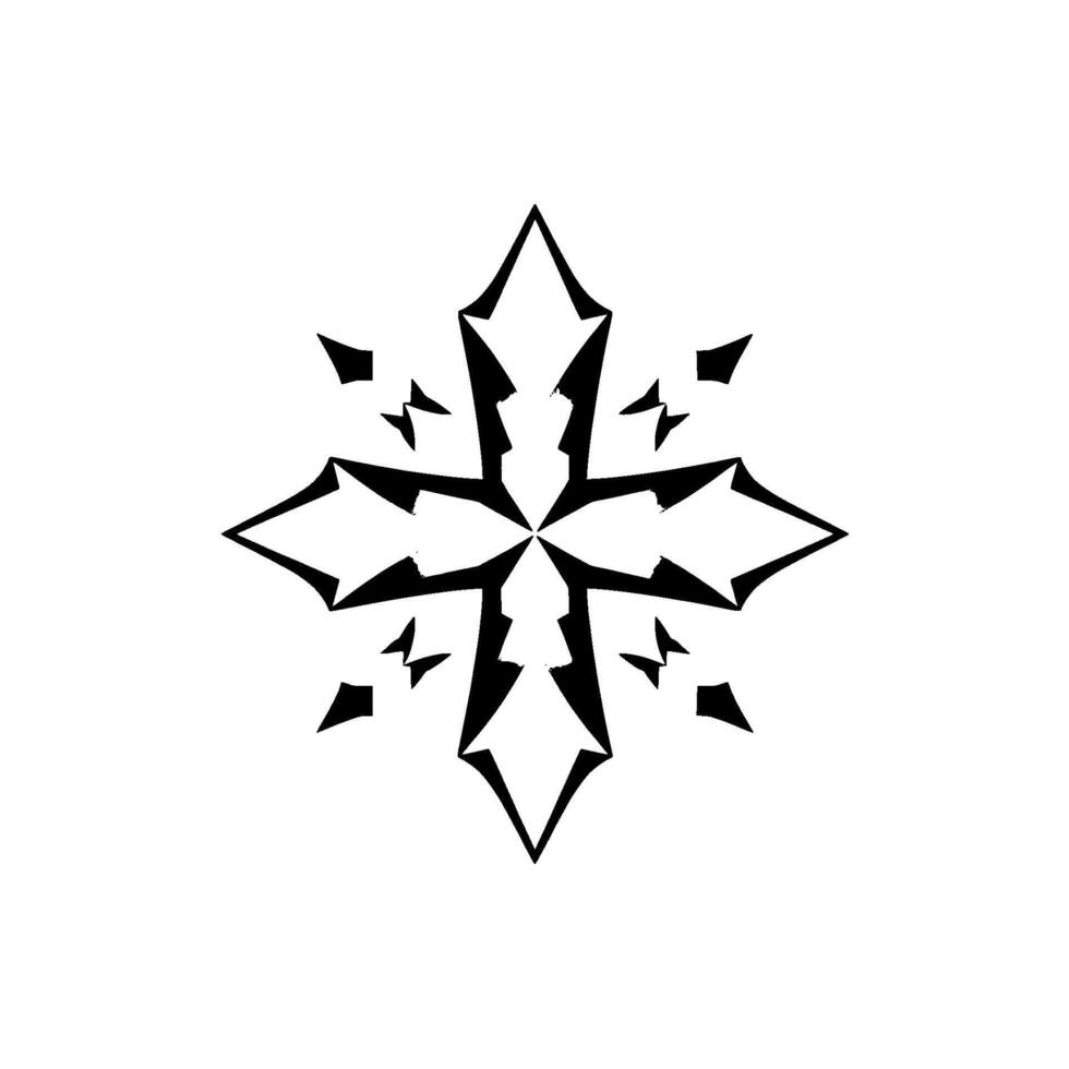 Symmetrical Geometric Starburst with a Modern, Minimalist and Grayscale Aesthetic on a White Backdrop. vector