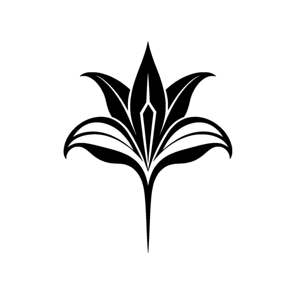 Elegant Black and White Lily Flower with Graceful Symmetry, Perfect for Logos and Decorative Elements. vector