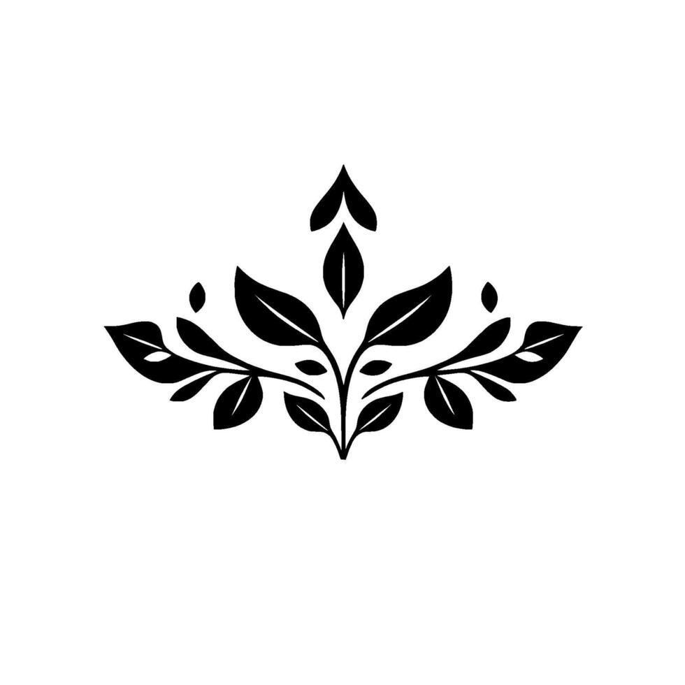 Minimalist Black and White Botanical Featuring Symmetrical Leafy Branches, Illustrating Natural Elegance and a Touch of Organic Simplicity. vector
