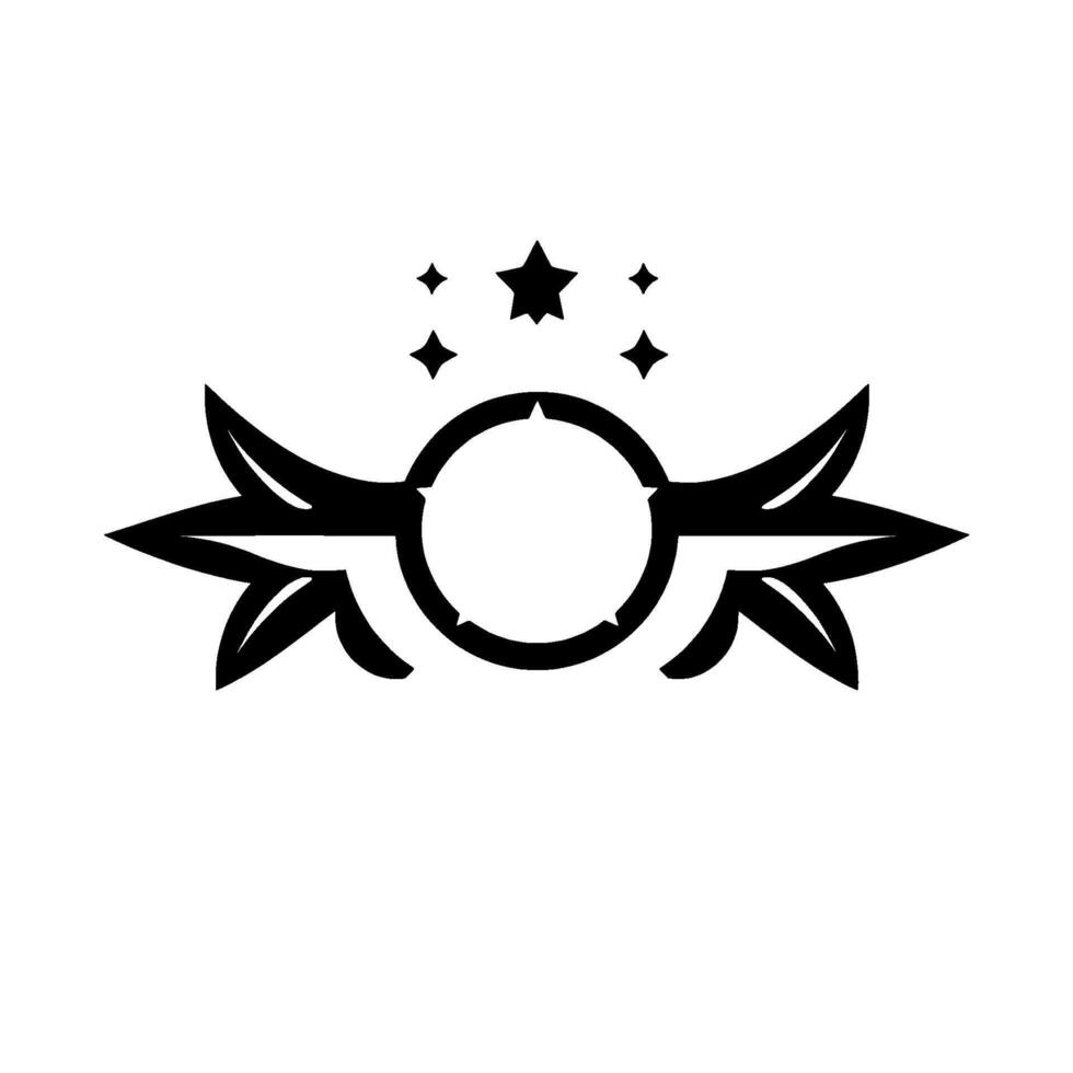 Monochrome Emblem Center Star, Winged , Star Accents, Illustration on White vector