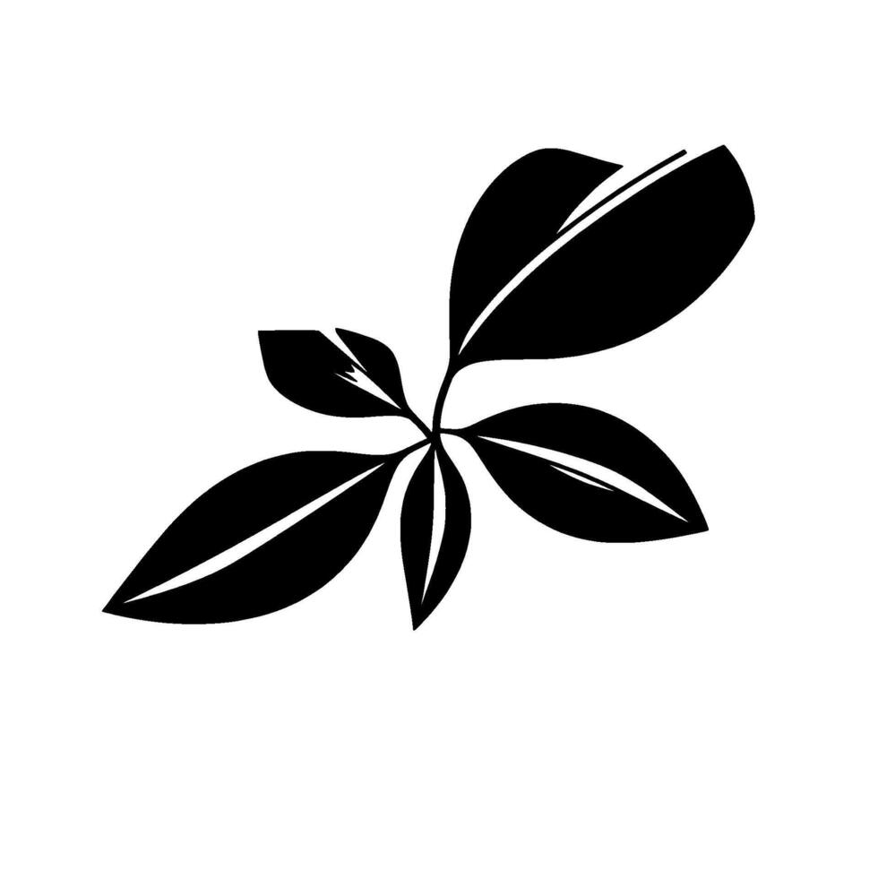 Stylized Black Leafy Plant on White Background with Highlighted Veins and a Minimalist . vector