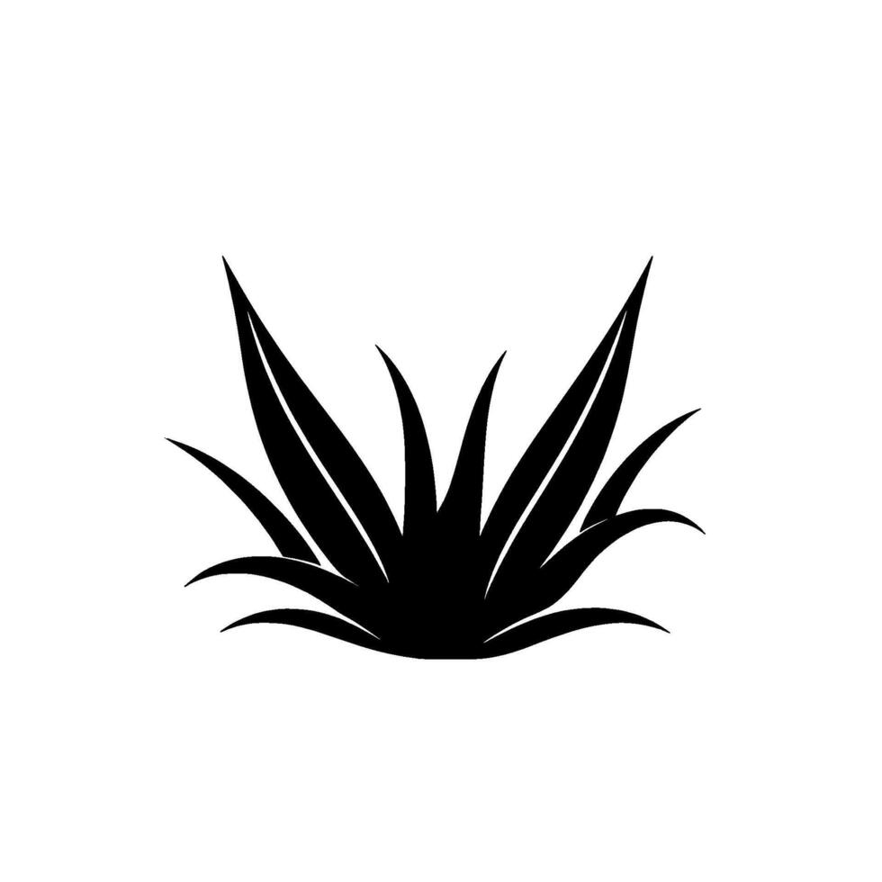 Bold Black Silhouette of a Plant Bush Against a Pristine White Background, Minimalist Art. vector