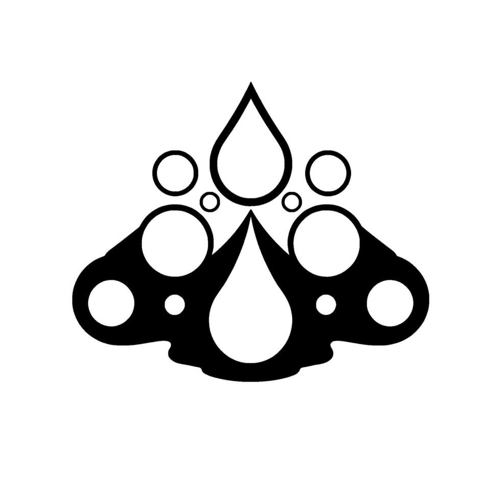 Abstract Black White Dropshaped elements circles, symmetrically arranged on a white backdrop, minimalistic and modern. vector