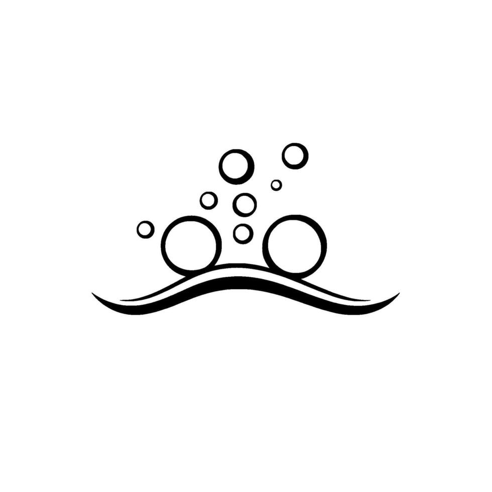 Minimalist Black and White Depicting Bubbles Rising Above a Wave, Suggesting Freshness or Fluid Dynamics. vector