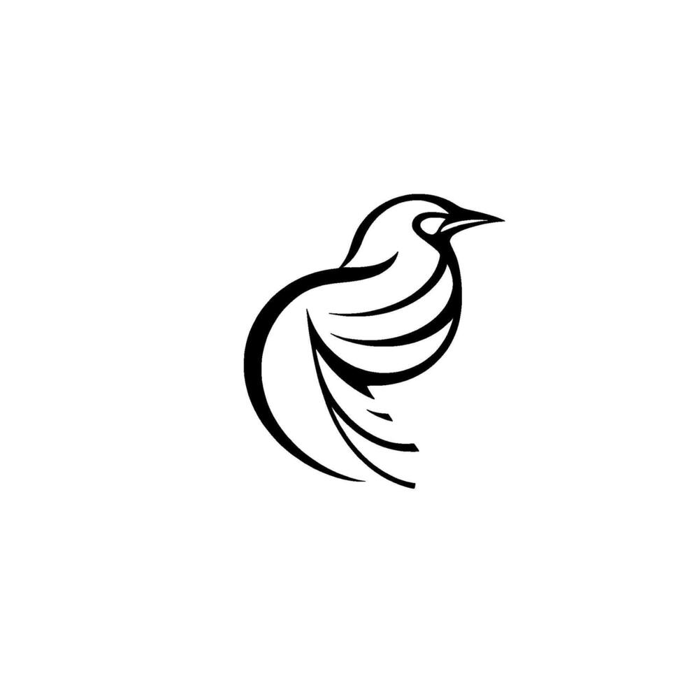 Abstract Minimalist Black and White Bird , Illustrating Simplicity and Elegance on a Clean White Background. vector
