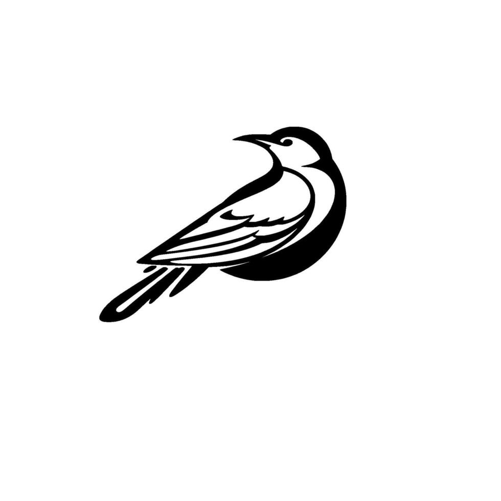 Minimalist Black and White Bird Silhouette on Clean White Background, Illustrative , Graphical Representation. vector
