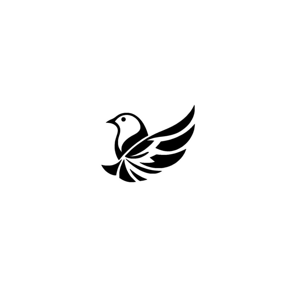 Simple Black and White Stylized Bird on a Clean White Background. vector