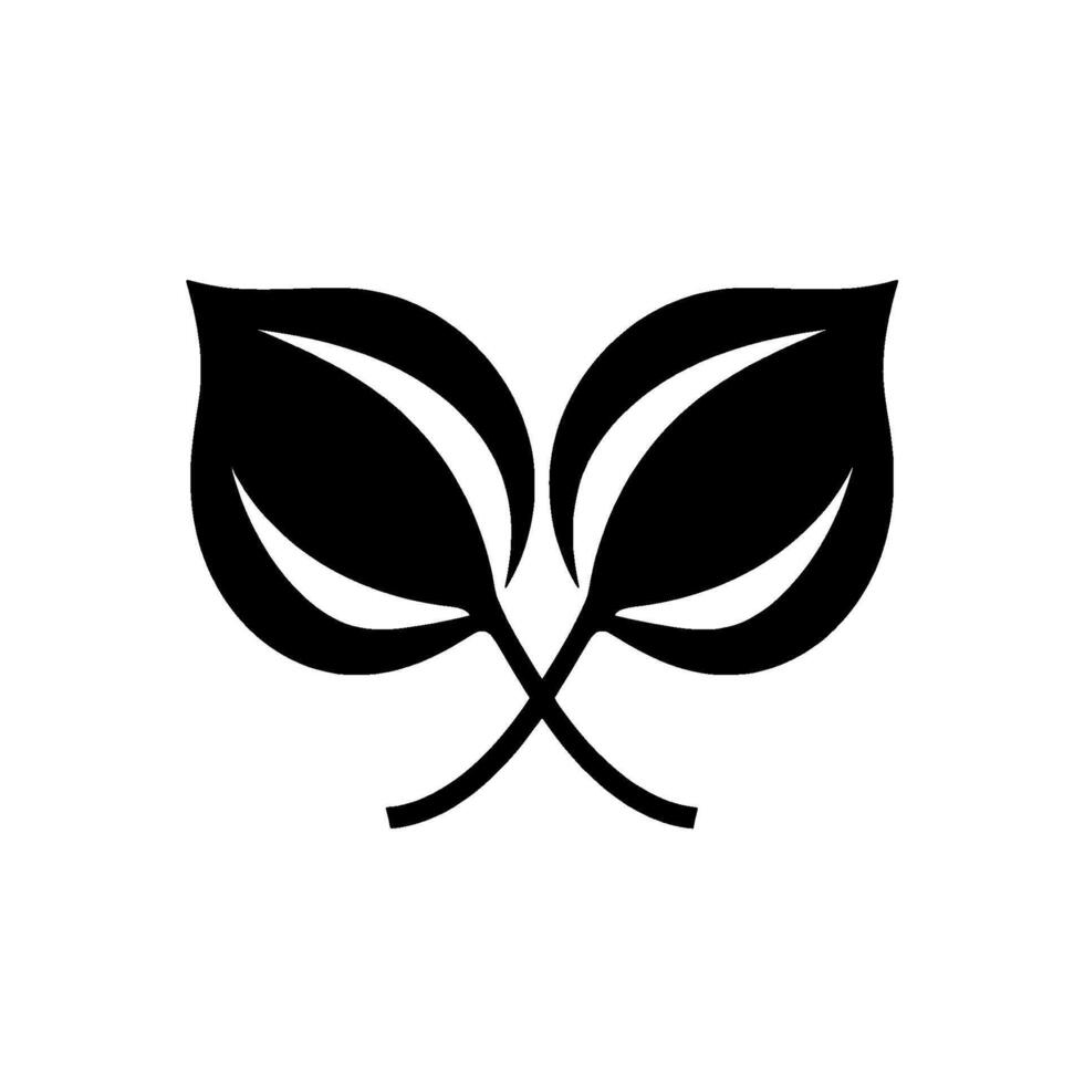 Stylized black leaf , two overlapping leaves with white accents, simple, naturethemed emblem on a white background. vector