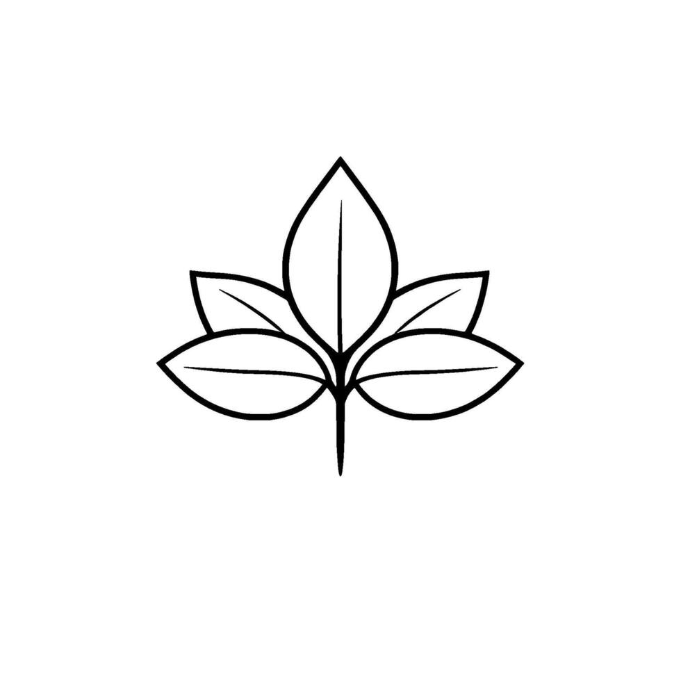 Minimalist Black and White Illustration of a Simple Plant with Five Leaves, Nature Inspired . vector