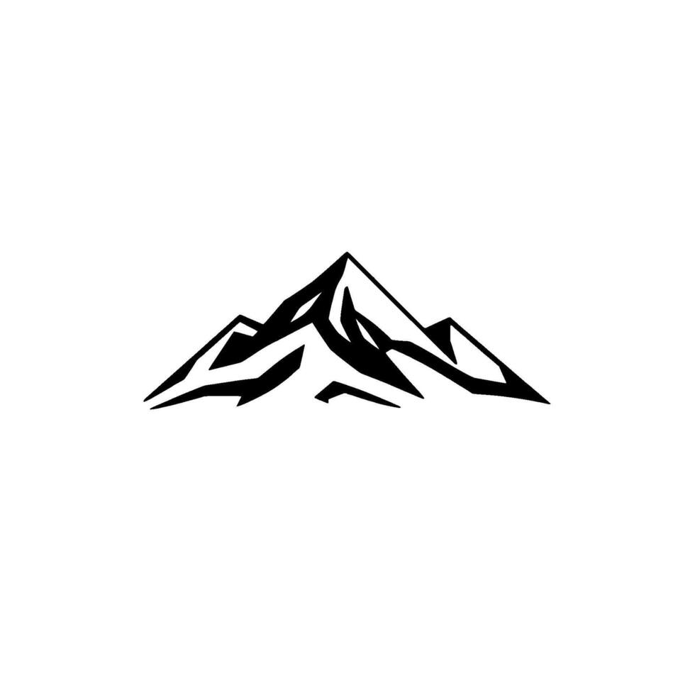 Minimalist Black and White Mountain Range , Clean Lines, Geometric Shapes, Isolated on White, Modern Outdoor Adventure . vector
