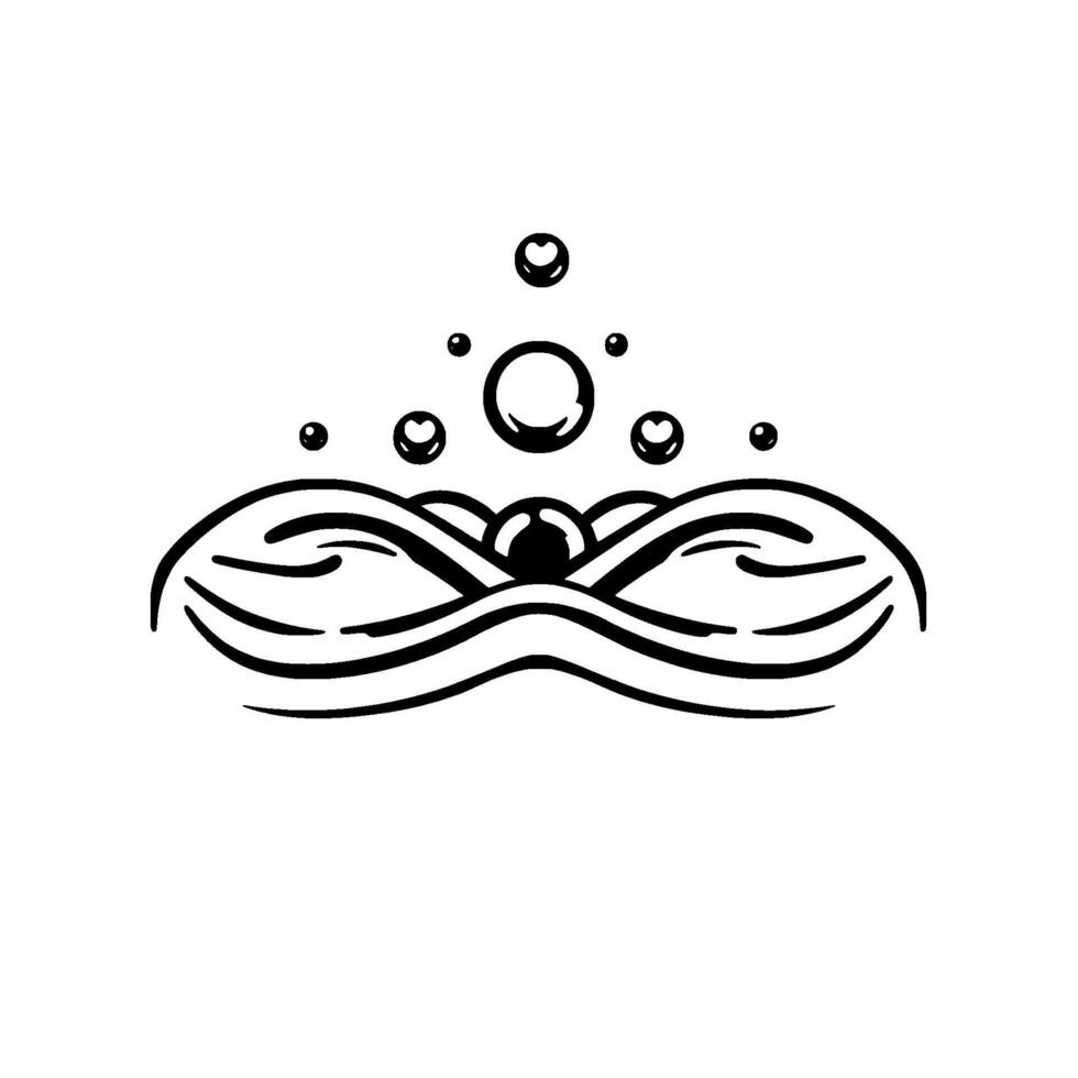 Minimalist Black and White Artistic depiction of stylized waves and bubbles, creating a sense of serenity and cleanliness. vector