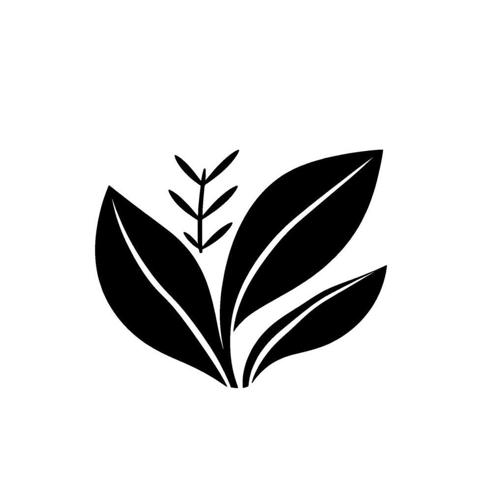 Minimalist Black and White Illustration of Plant Leaves and a Branch, Artistic Nature . vector