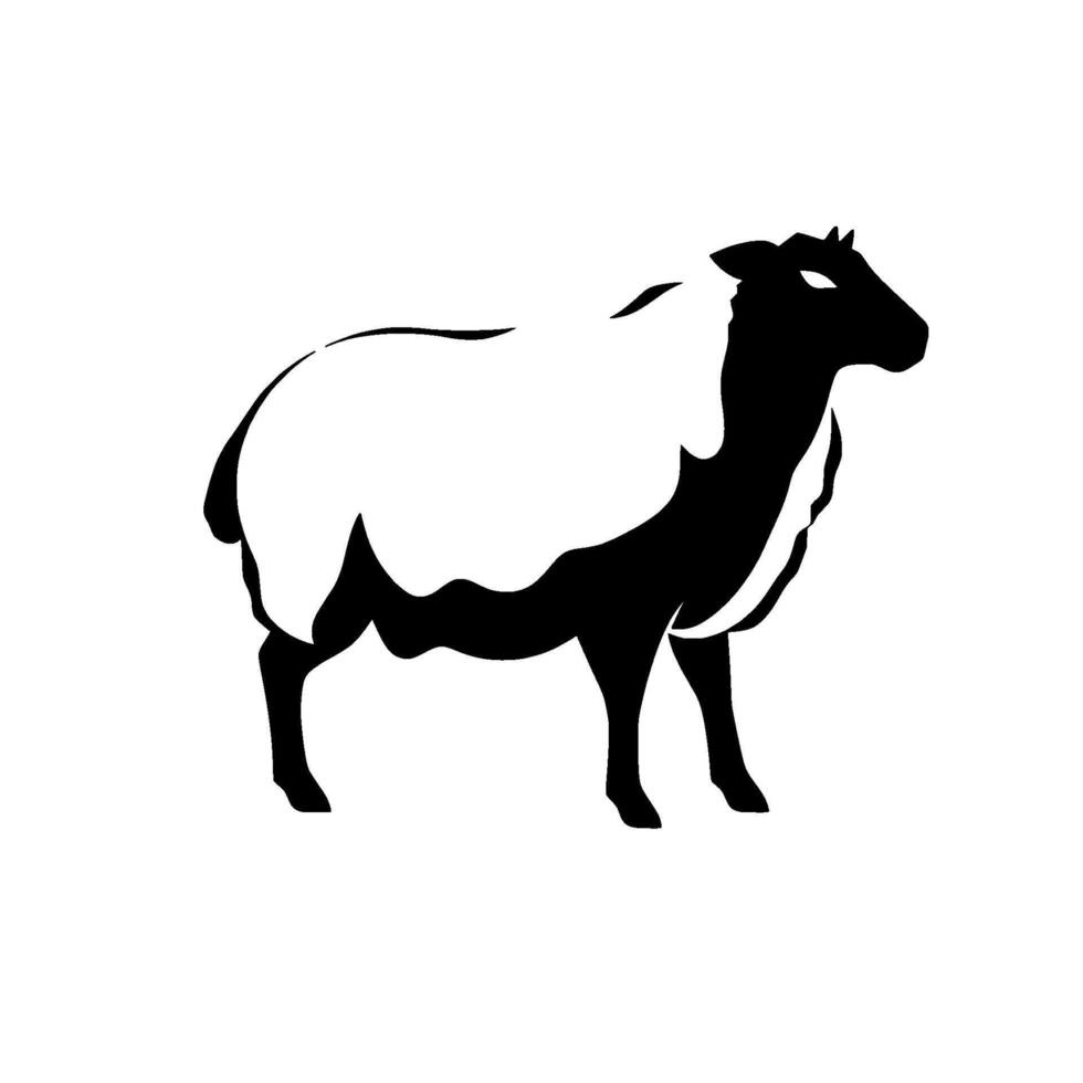 Minimalist Black and White Sheep Silhouette on a White Background, Geometric . vector
