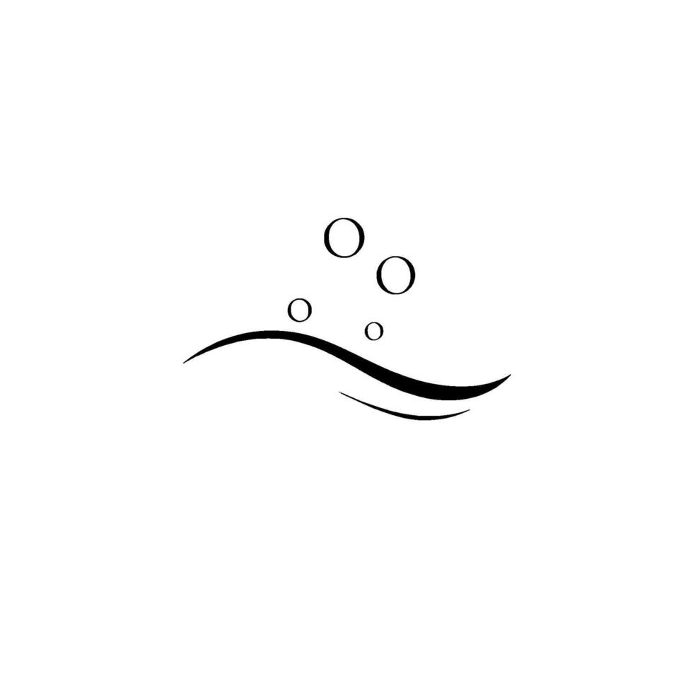Minimalist Black Wave and Bubbles on White Background, , Abstract Composition. vector