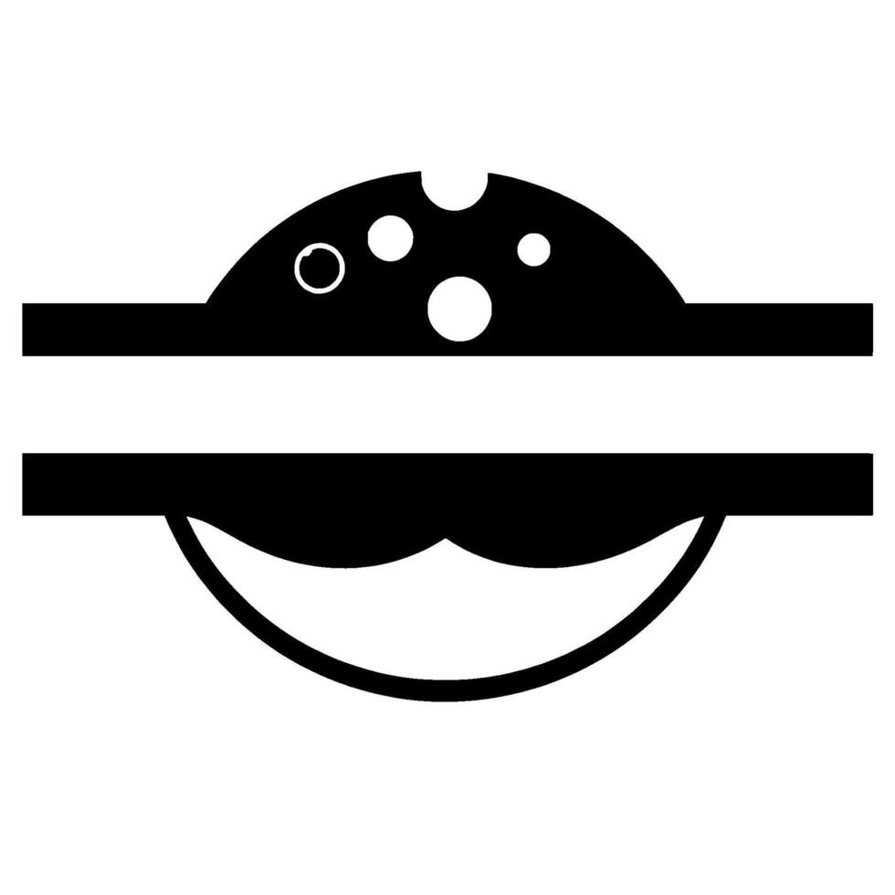 Minimalist Black and White Burger with Cheese, Bun, and Wavelike Patty . vector