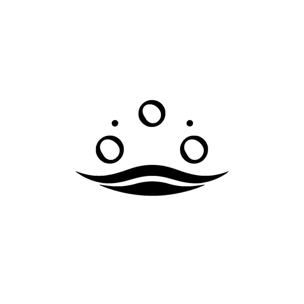 Minimalist abstract of three circles and two dots above curved lines, evoking water and bubbles. vector