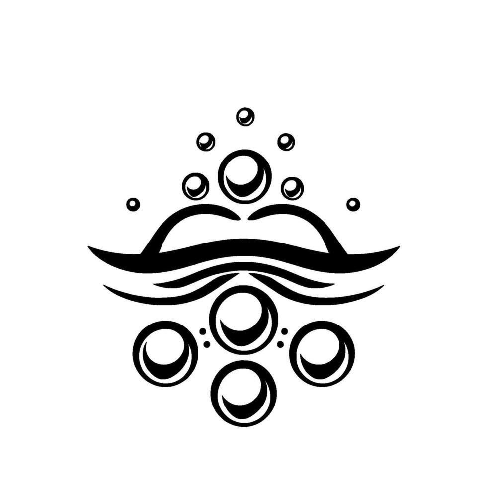 Abstract Black and White with Curvilinear Shapes and Bubbles, Suggesting Fluidity, Movement, and an Organic Form. vector