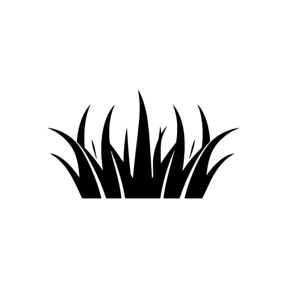 Stylized Black Silhouette of Lush Grass Blades on White, Minimalist Emblem for Nature or Landscape Representation. vector