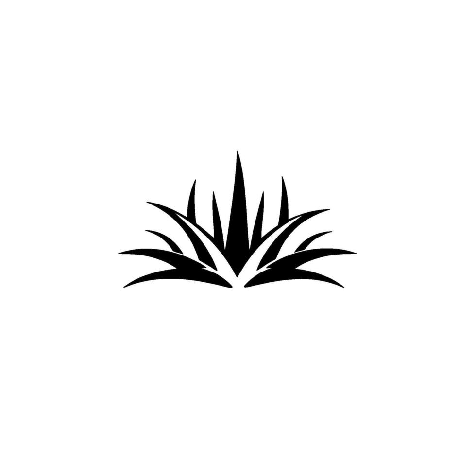 Symmetrical Black Plant Silhouette on White of Agave or Similar Floral Emblem vector