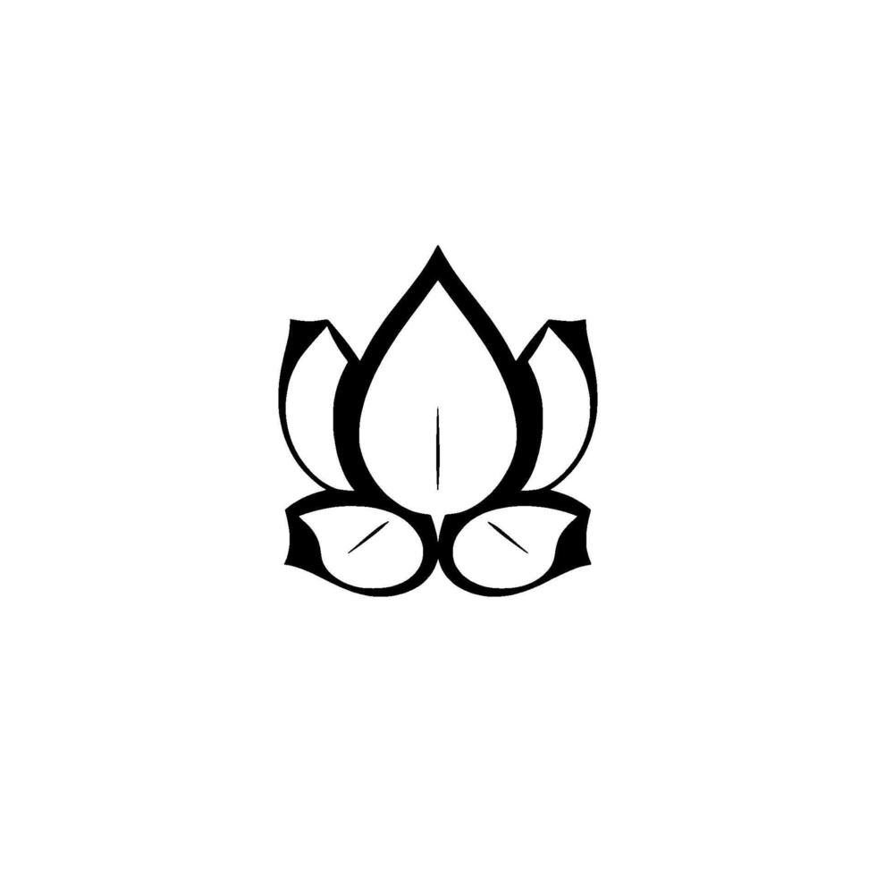 Black and White Lotus Flower A minimalist illustration with bold lines, centered on a bright white background, creating a clean and elegant . vector