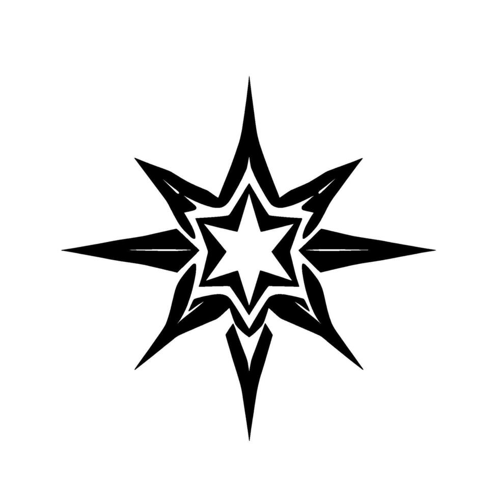 Intricate, Black and White EightPointed Star Symbol with Interwoven Details, Illustrative, Clean . vector