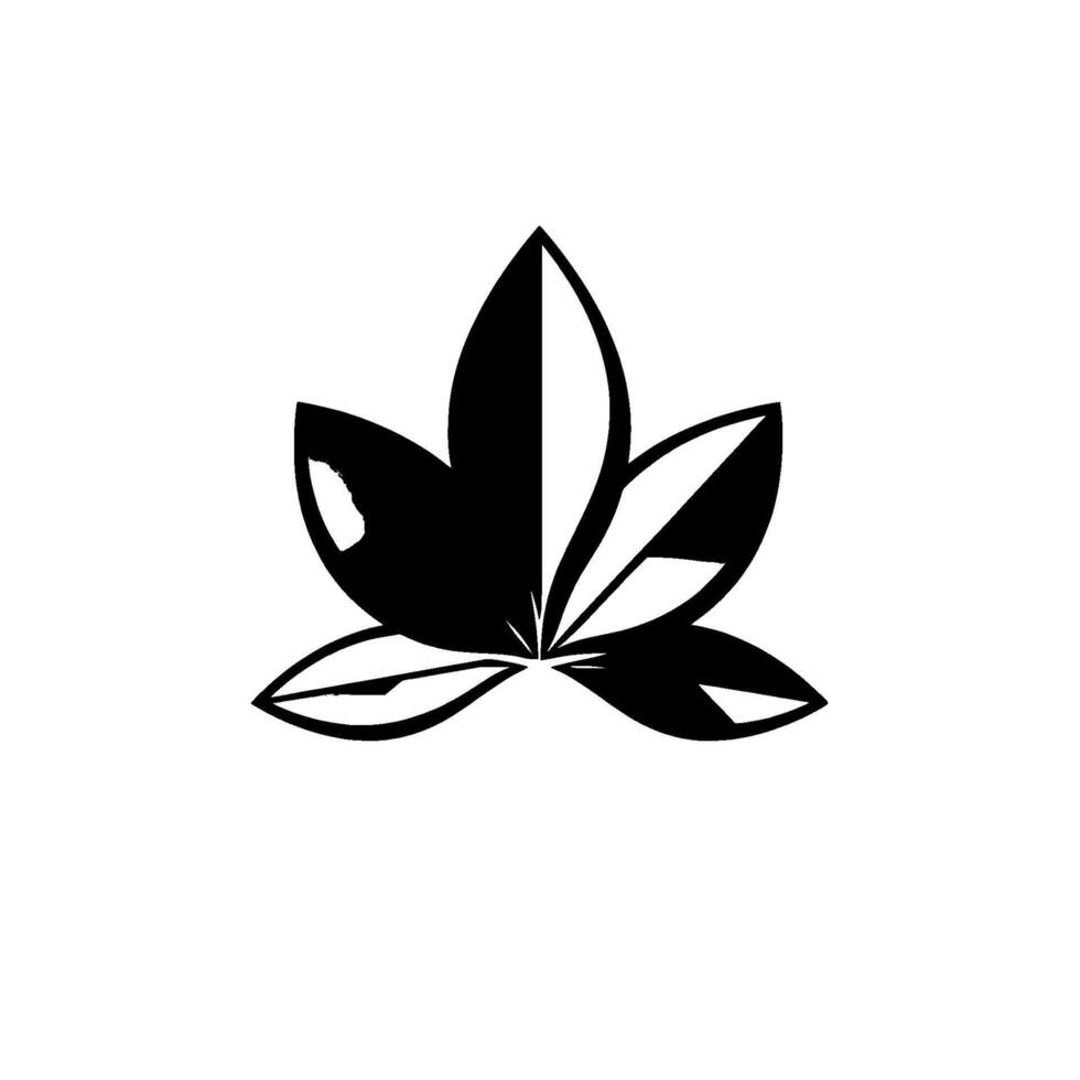 Abstract black and white lotus with gradient shading and minimalist aesthetic, featuring a stylized floral symbol. vector