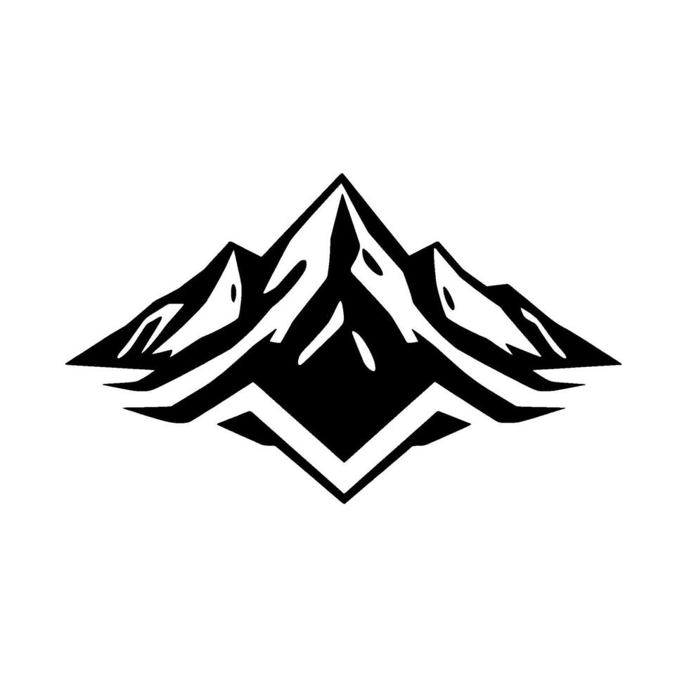 Bold black and white stylized mountain range , geometric minimalist , nature on a clean white background. vector
